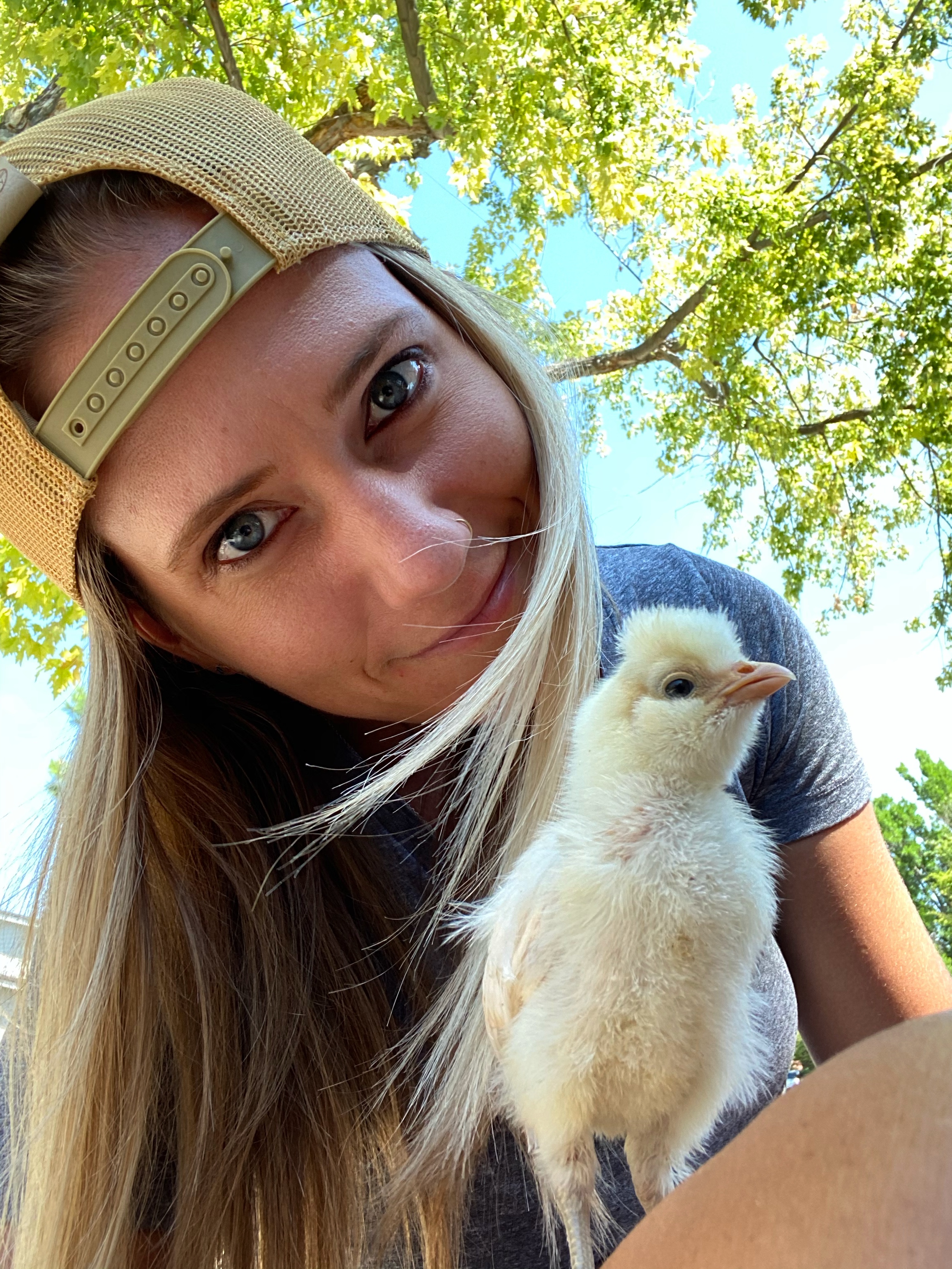 Lisa Forbes with chick